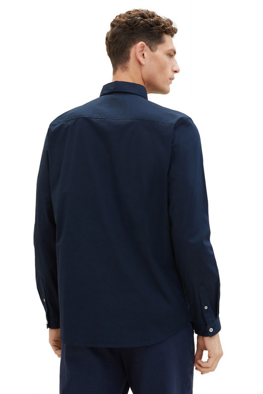 Chemise coton stretch bleu marine