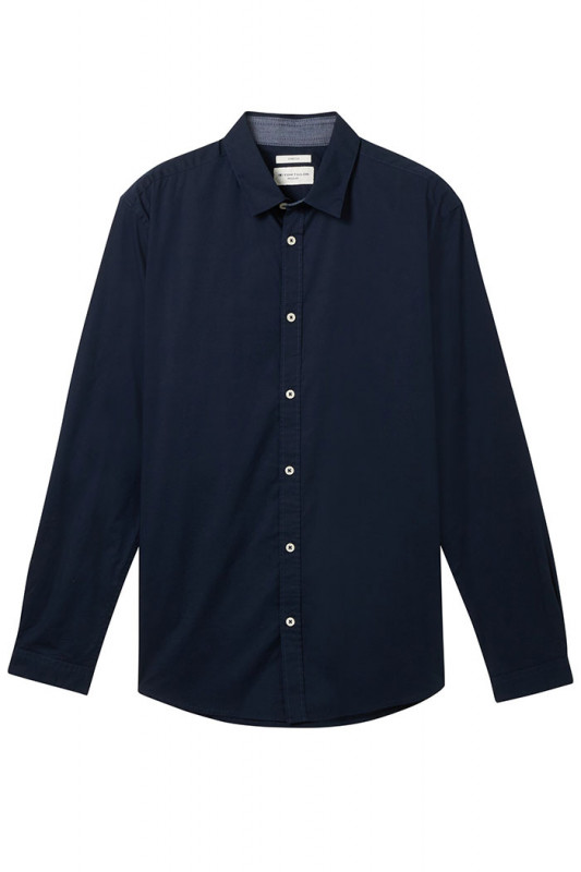 Chemise coton stretch bleu marine coupe regular
