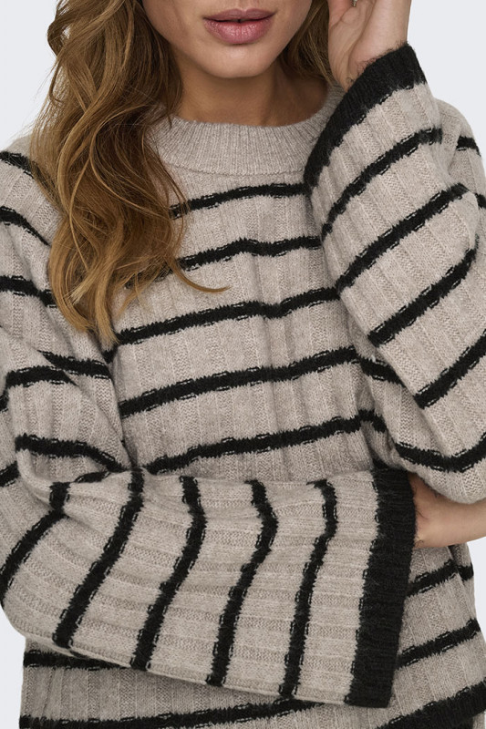 Pull beige à rayures noires femme JDY