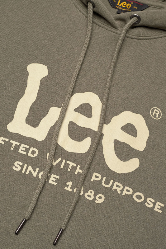 Hoodie à capuche olive homme Lee coton mélangé
