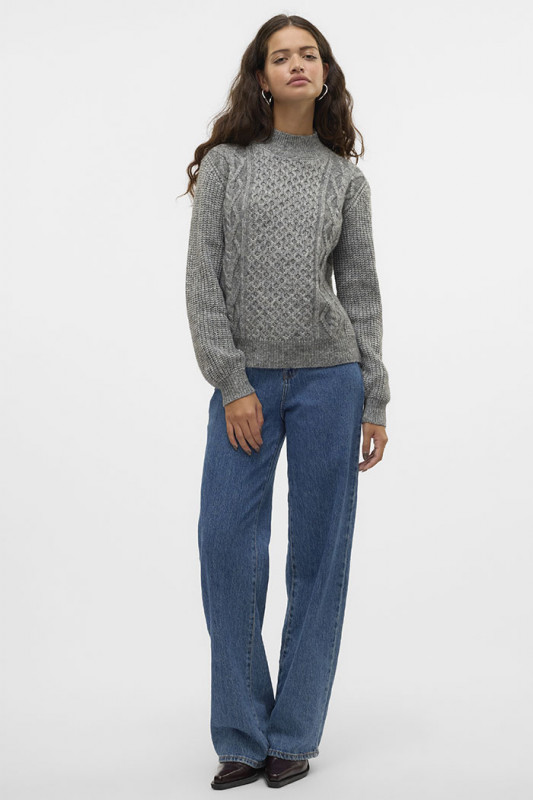 Pull maille torsadée gris femme vero moda