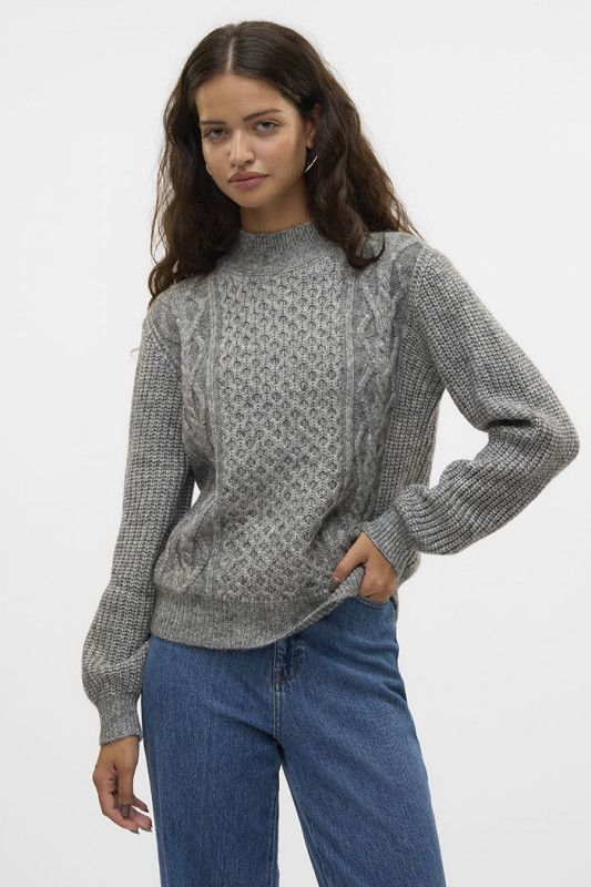 Pull maille torsadée gris Vero Moda