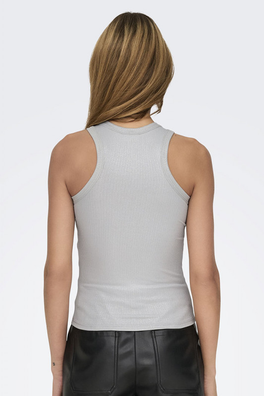 Top slim pailleté argent