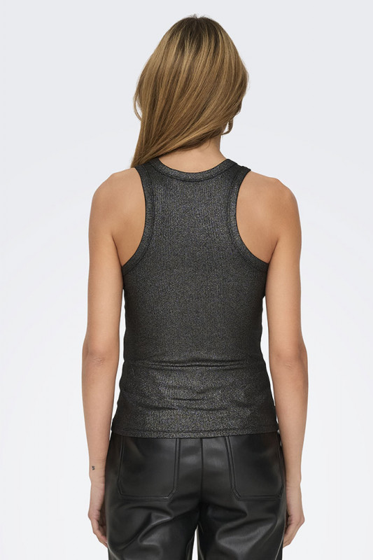 Top slim pailleté noir