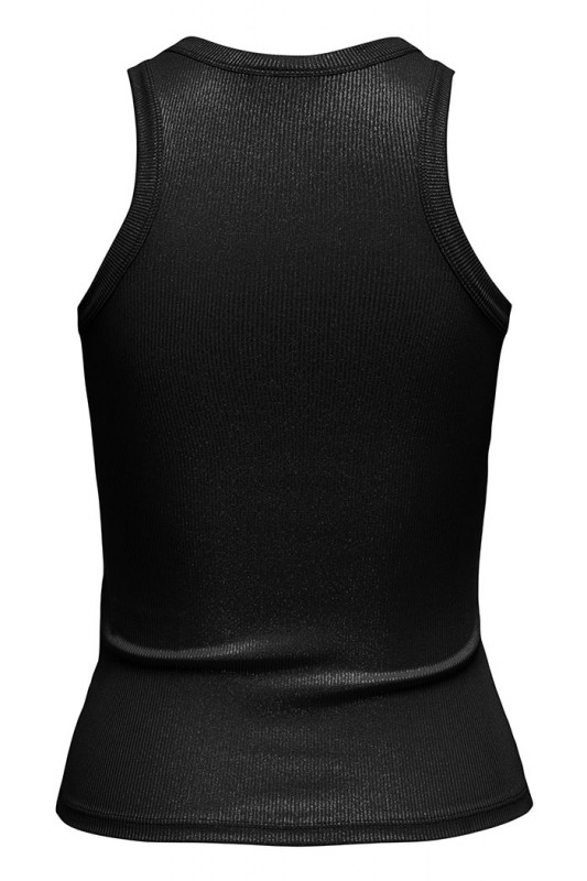 Top slim pailleté noir sans manches