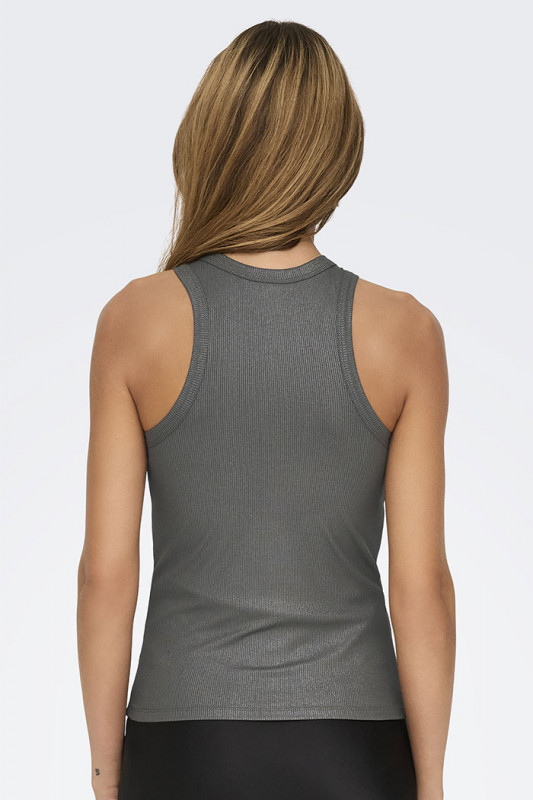 Top slim pailleté gris
