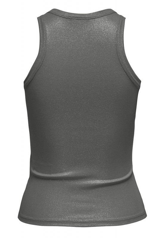 Top slim pailleté gris sans manches coupe slim