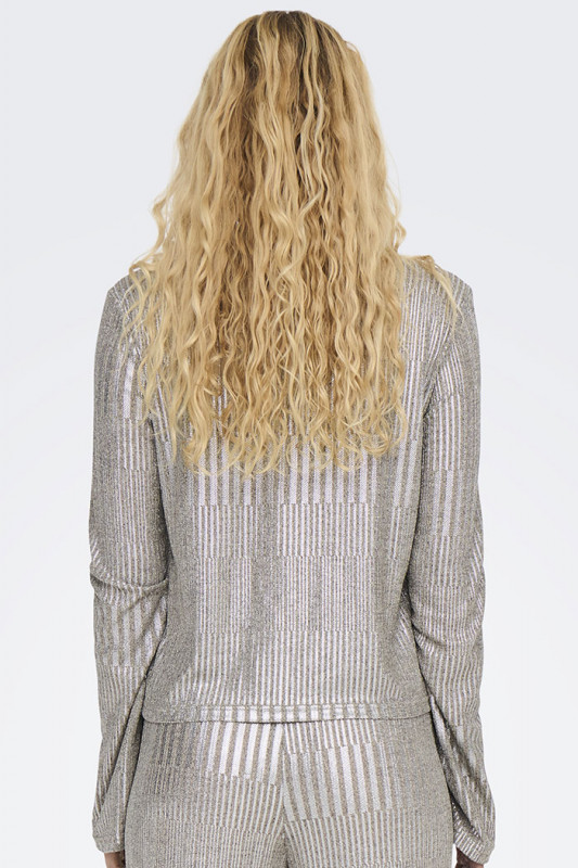 Top pailleté coupe regular argent