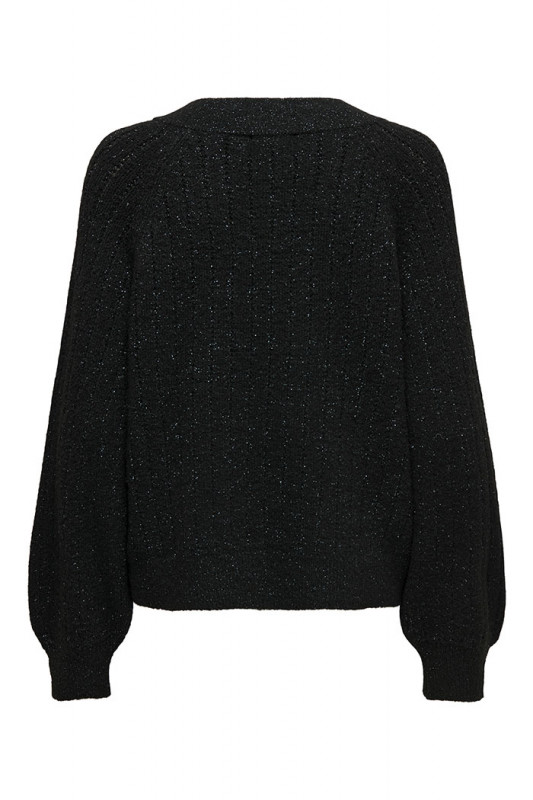 Pull en maille effet pailleté col V noir