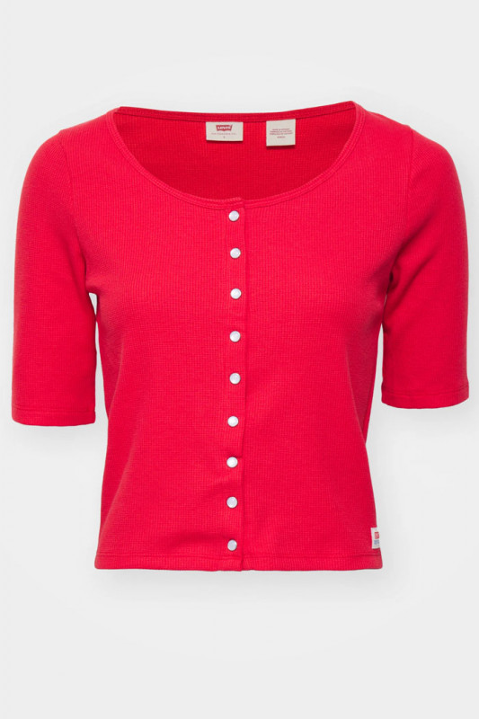 Top dry goods rouge maille gauffrée