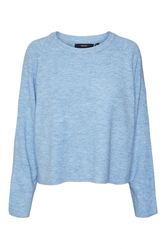 Pull en maille Jupiter bleu col rond