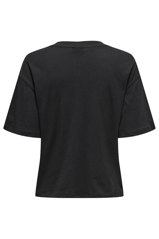 T-shirt Luna strass noir manches courtes