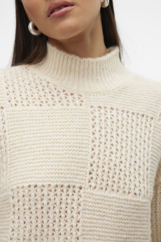 Pull Moon col montant beige Vero Moda