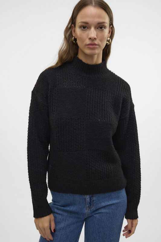 Pull Moon col montant noir manches longues Vero moda