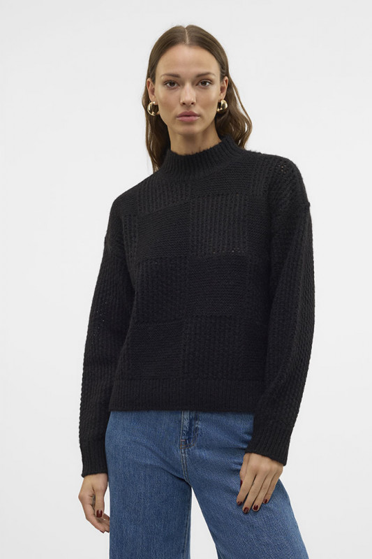 Pull Moon col montant noir coupe standard Vero Moda