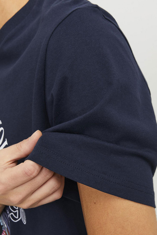 T-shirt bleu marine standard fit homme manches courtes