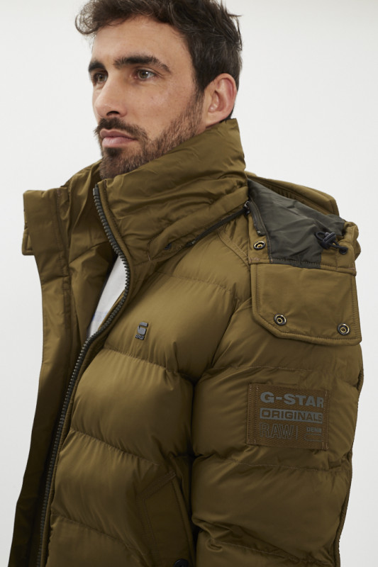 Doudoune matelassée à capuche G-Whistler Padded vert olive G-Star
