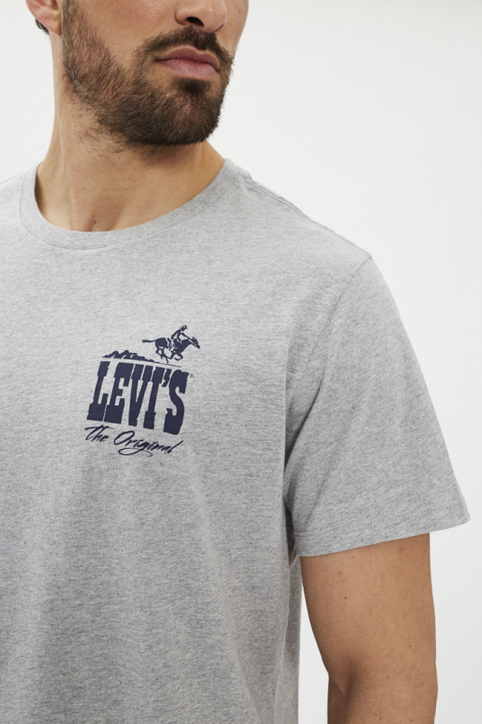 T-shirt graphic gris col rond levi's
