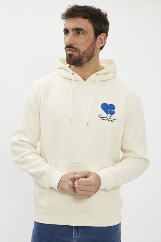 Sweat à Capuche beige broderie Cold hearts PXP homme