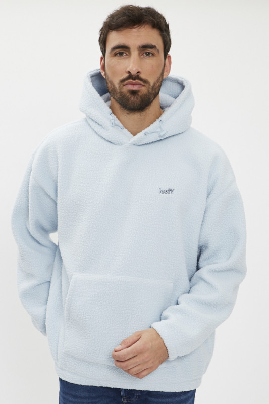 Hoodie cozy up polaire bleu ciel homme