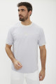 T-shirt uni bleu avec bande logo