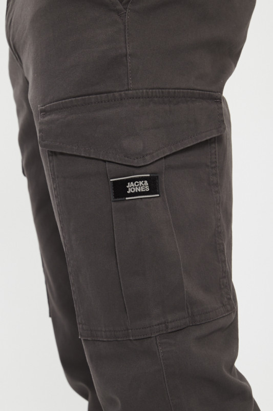 Pantalon cargo gris anthracite homme jack & jones fermeture zippée