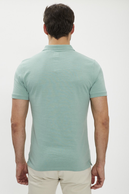 Polo slim vert en jersey de coton