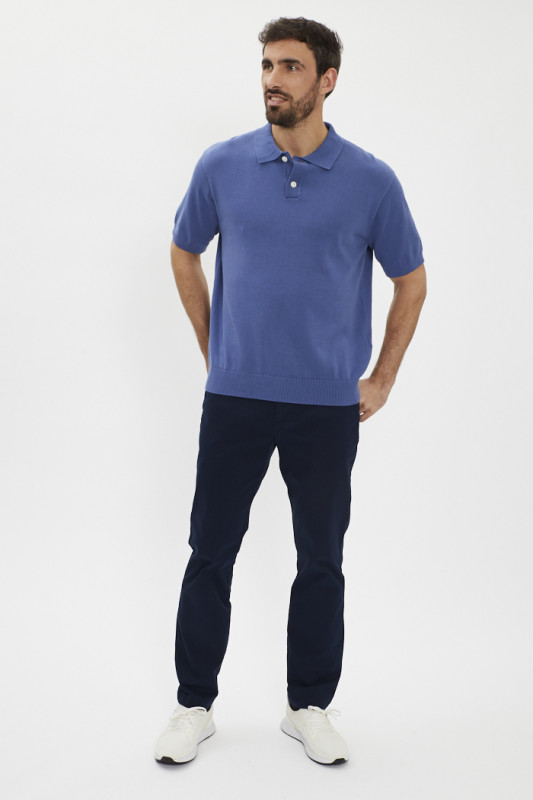 Polo en coton coloris coastal fjord bleu