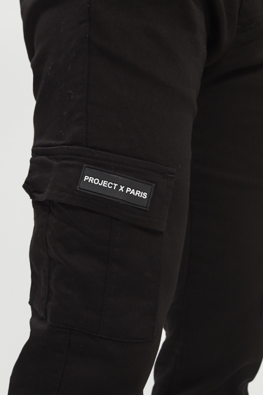 Pantalon cargo noir ceinture élastiquée homme project X paris