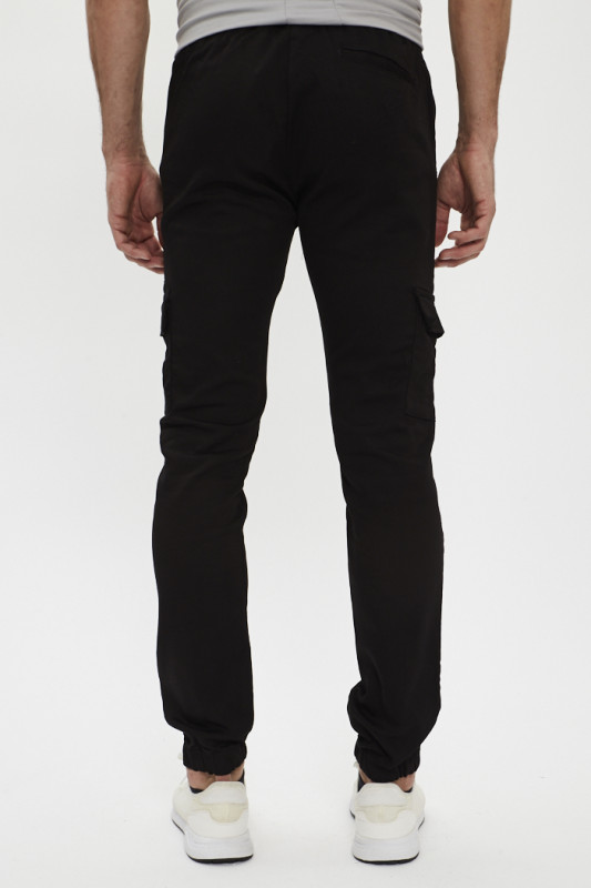 Pantalon cargo noir ceinture élastiquée PXP