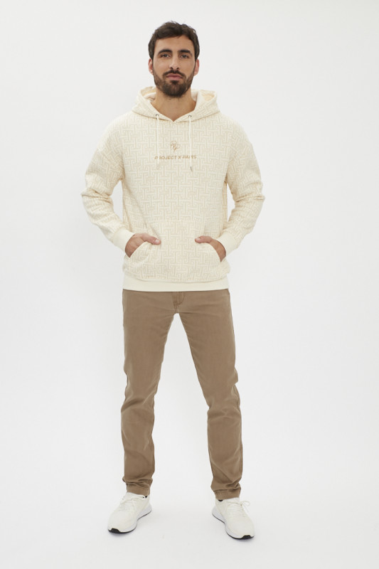 Sweat à capuche Labyrinthe beige project X Paris Homme