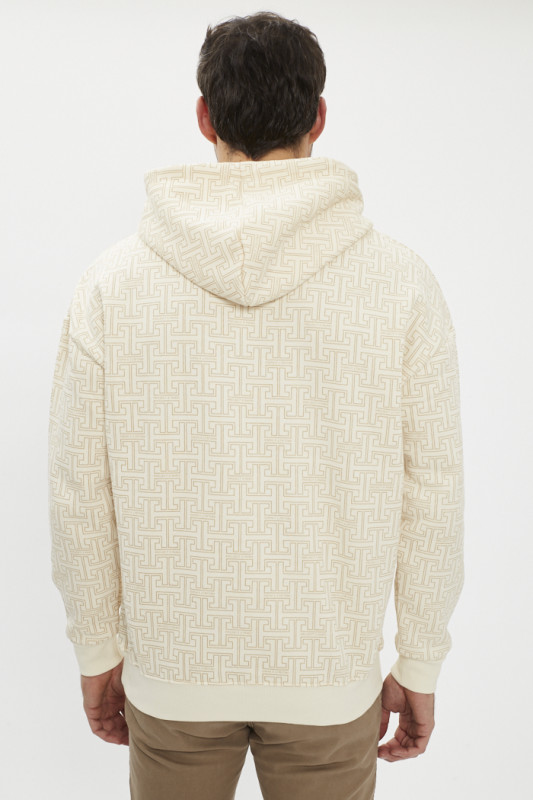 Sweat à capuche Labyrinthe beige
