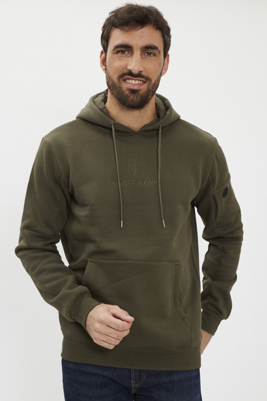 Sweat à capuche techwear kaki homme