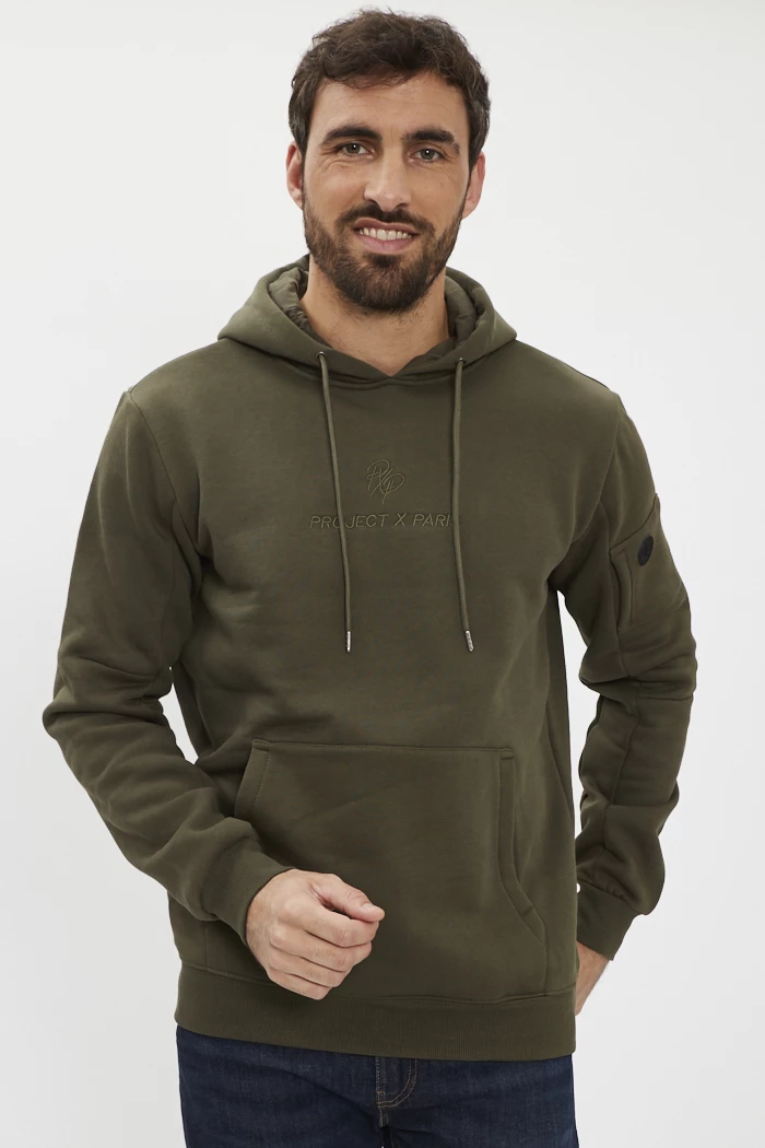 Sweat à capuche techwear kaki homme Project X Paris
