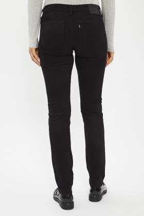 Jeans 712 noir slim à poches passepoilées femme levi's