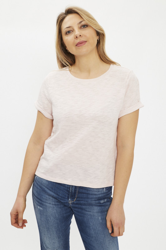 T-shirt rose Margot en coton flammé femme