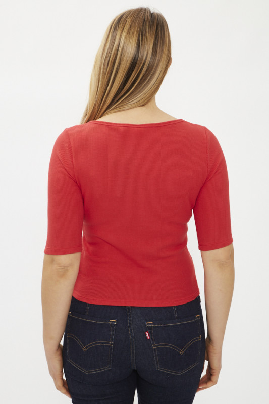 Top dry goods rouge maille gauffrée