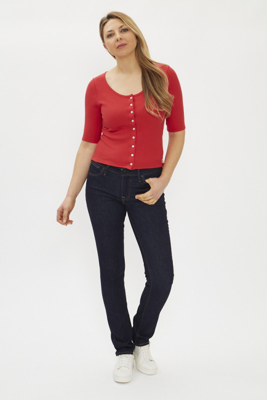 Top dry goods rouge maille gauffrée femme levi's