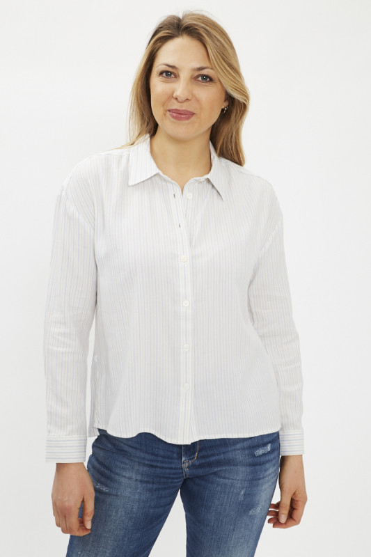 Chemise blanche à rayures fines Odessa femme