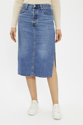 Jupe à fente latérale medium indigo femme
