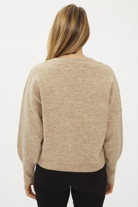 Pull col V profond beige Vero Moda