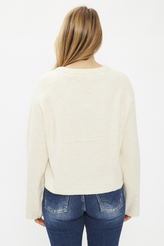 Pull en maille Jupiter beige col rond femme vero moda