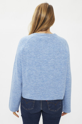 Pull en maille Jupiter bleu col rond