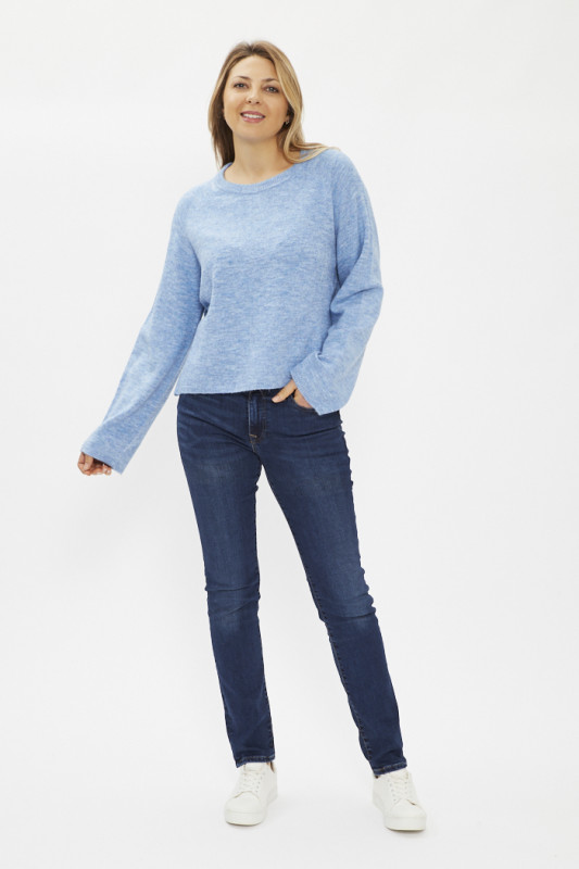 Pull en maille Jupiter bleu col rond femme vero moda