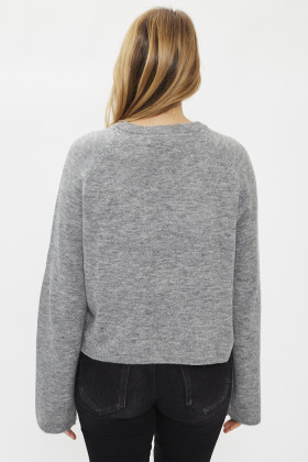 Pull en maille Jupiter gris col rond