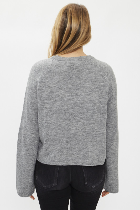 Pull en maille Jupiter gris col rond