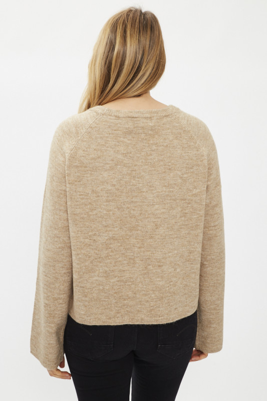 Pull en maille Jupiter marron col rond