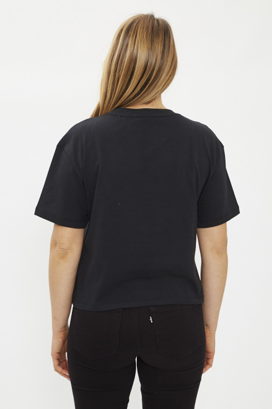 T-shirt Luna strass noir manches courtes