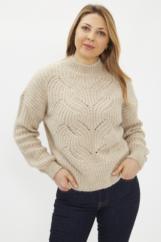 Pull en maille Rubine beige femme