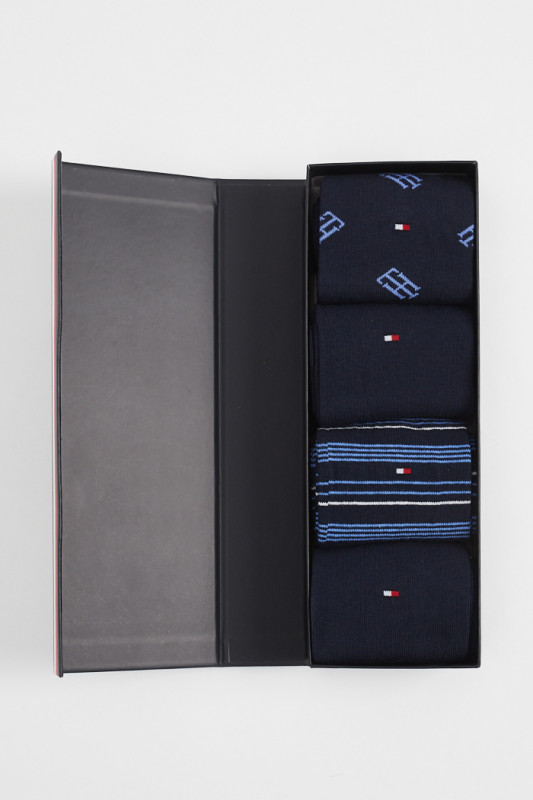 coffret de 4 paires de chaussettes bleu marine fantaisie homme